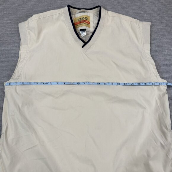Izod X-Treme Friction Golfwear Vest Mens Large V-Neck Sleeveless Light Khaki - Picture 8 of 11